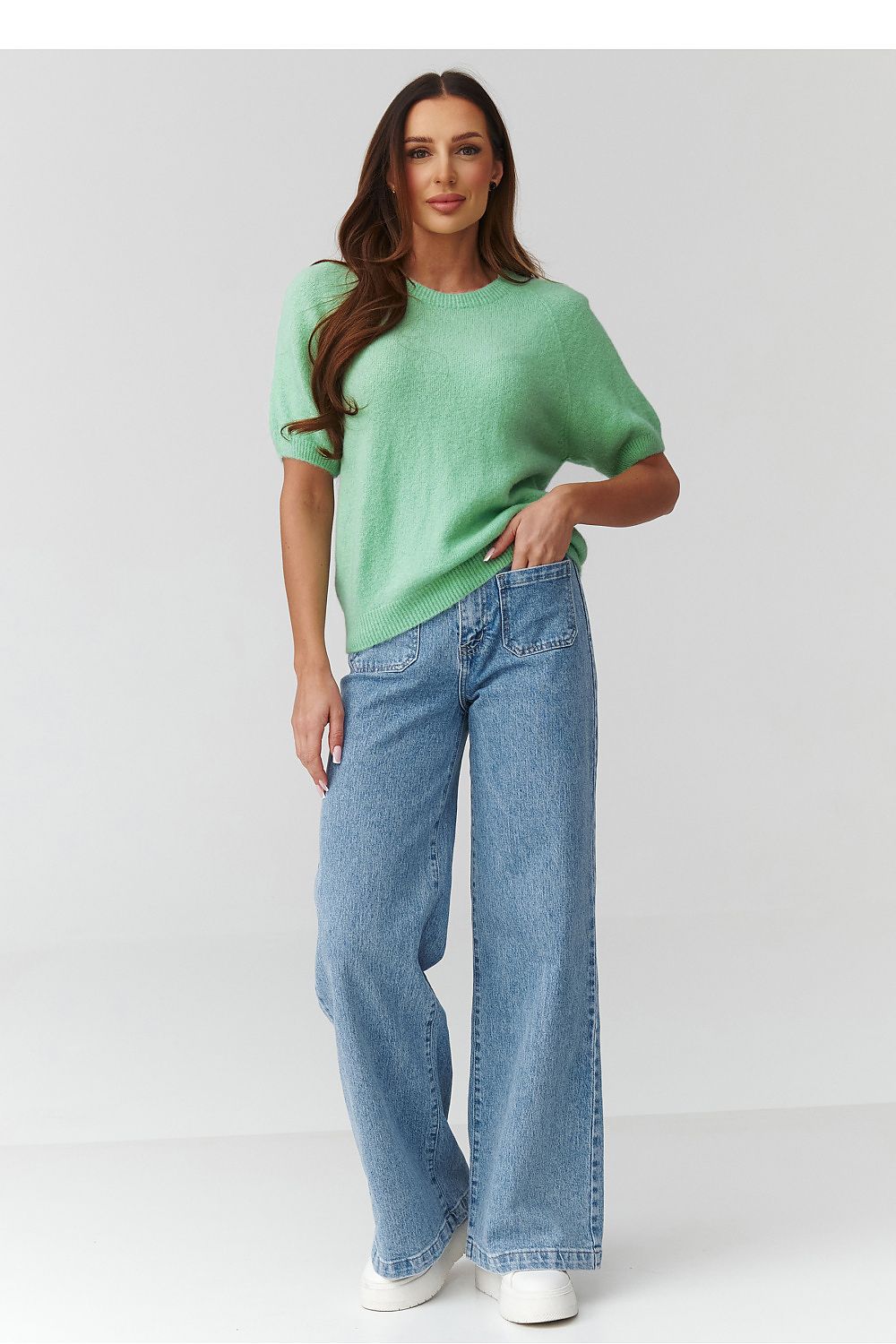  Trui met korte mouwen model 224078 Makadamia 