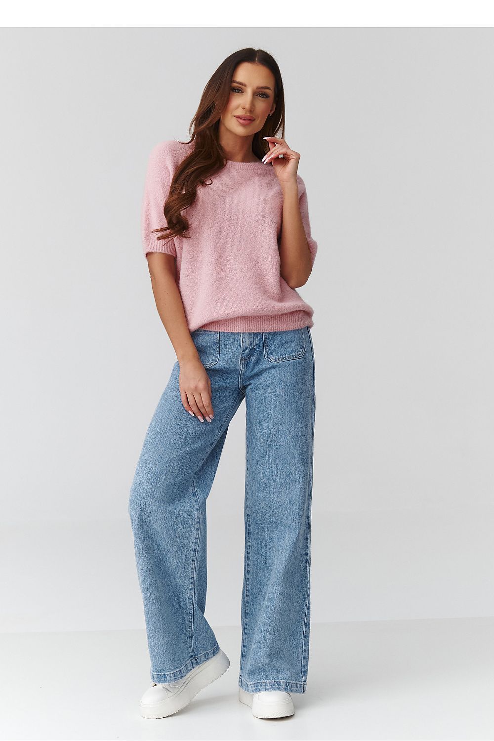  Trui met korte mouwen model 224079 Makadamia 
