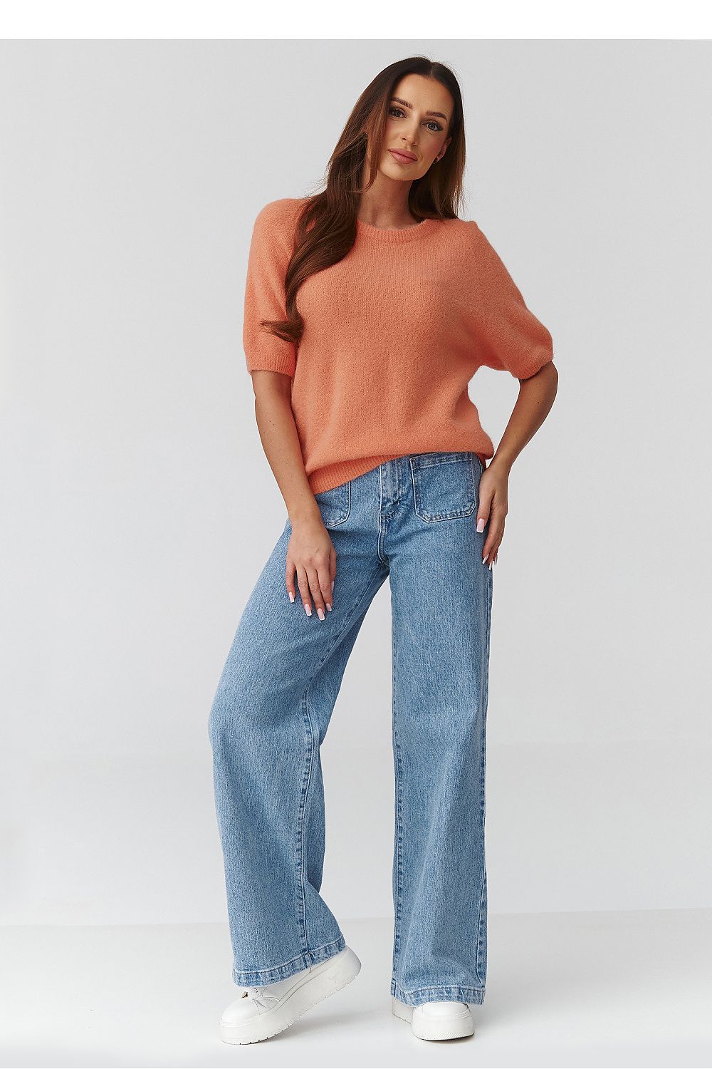  Trui met korte mouwen model 224080 Makadamia 