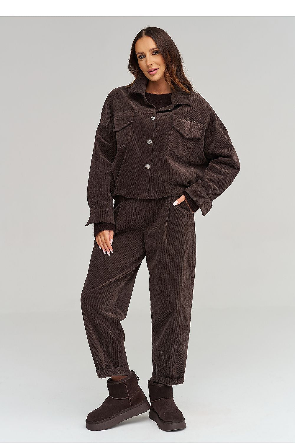  corduroy broek model 232016 Makadamia 